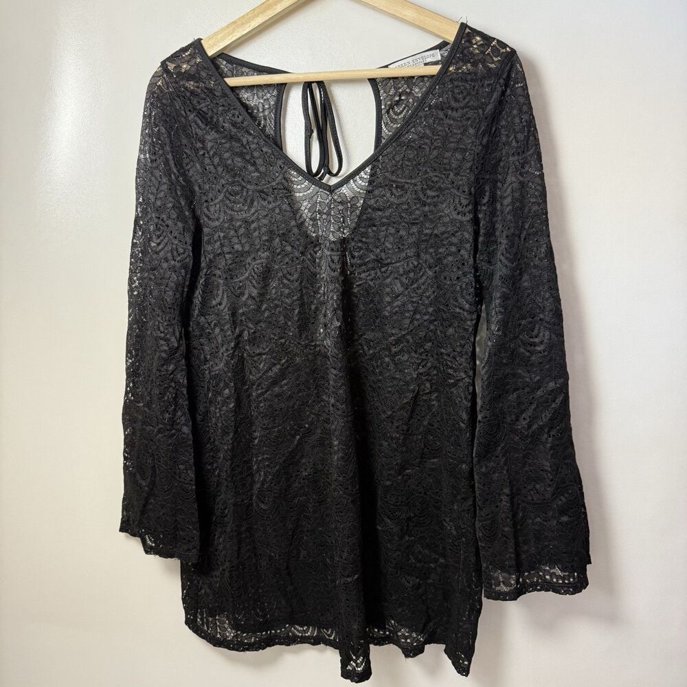Lace Top Small Black See Through Dress Cover Up Lingerie Witchy Goth Sexy Dark